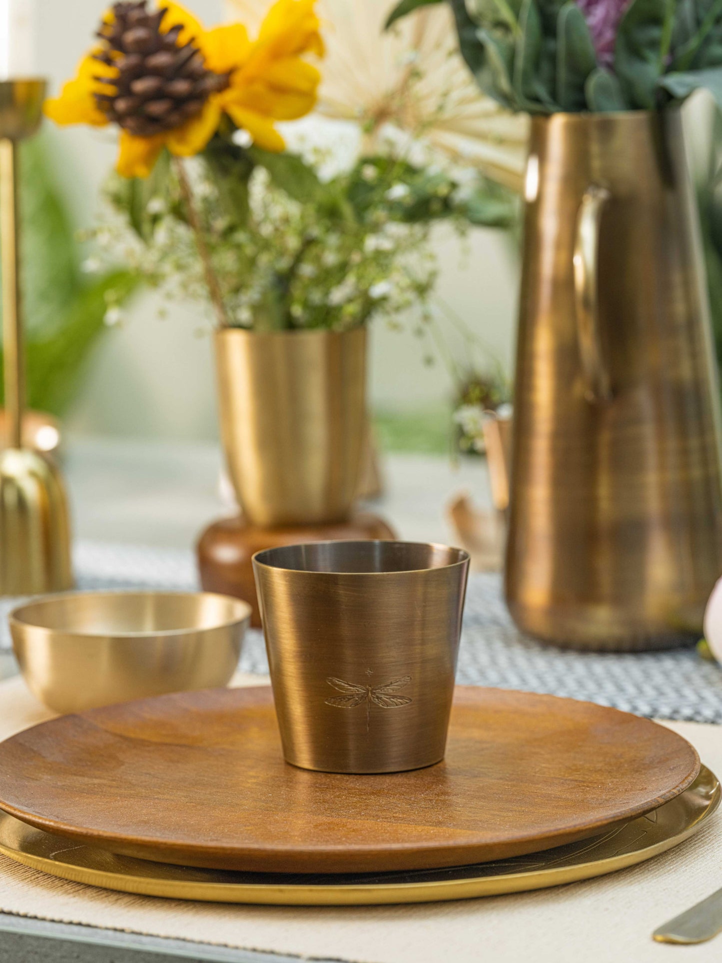 Jugnu - Brass glass set of 4 for elegant serving