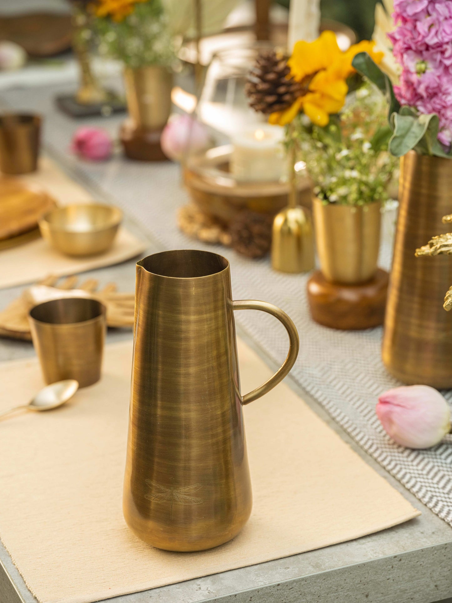 Jugnu - Beautiful brass jug with firefly motif