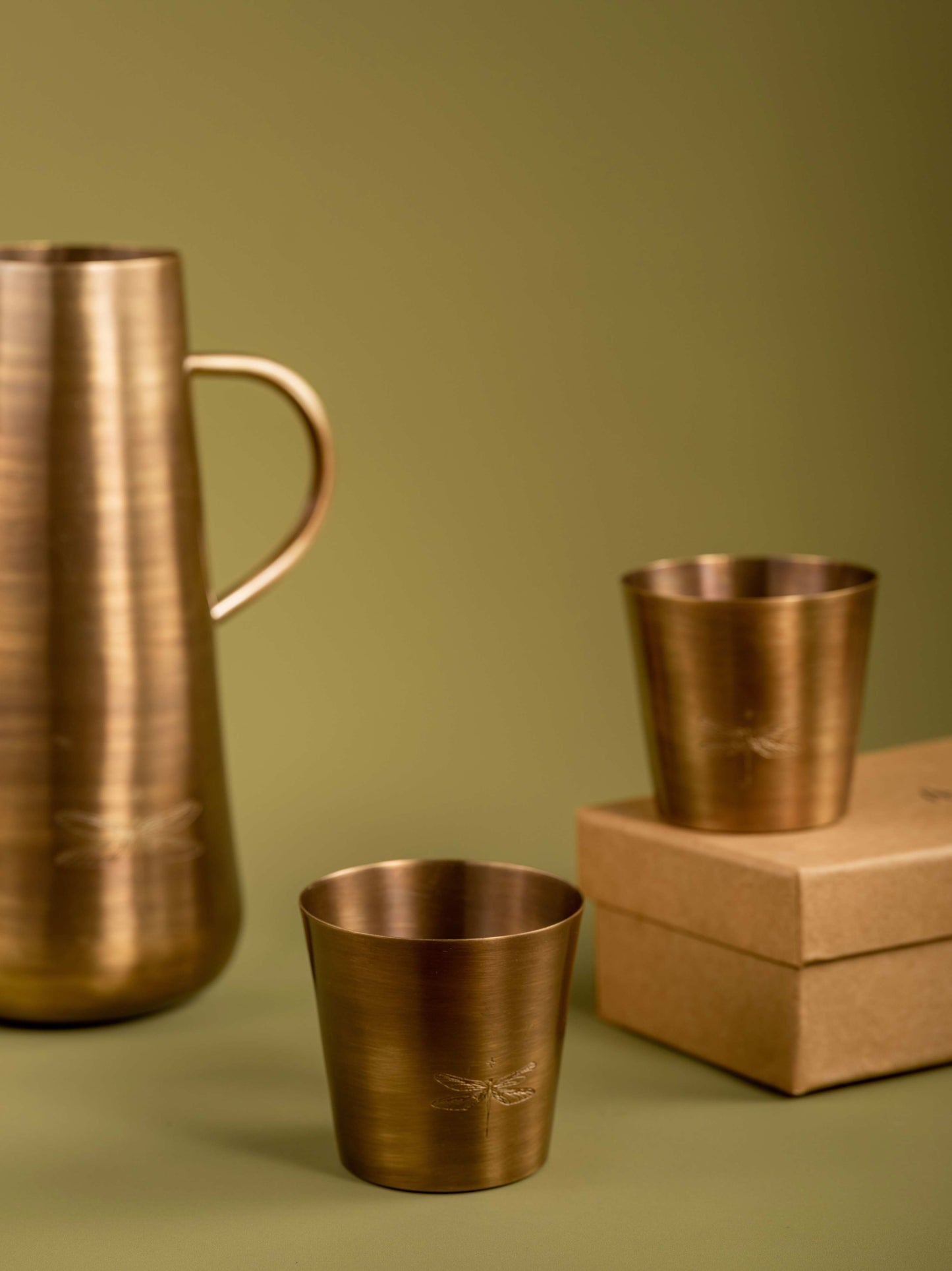 Jugnu - Brass jug and glass set for elegant serving