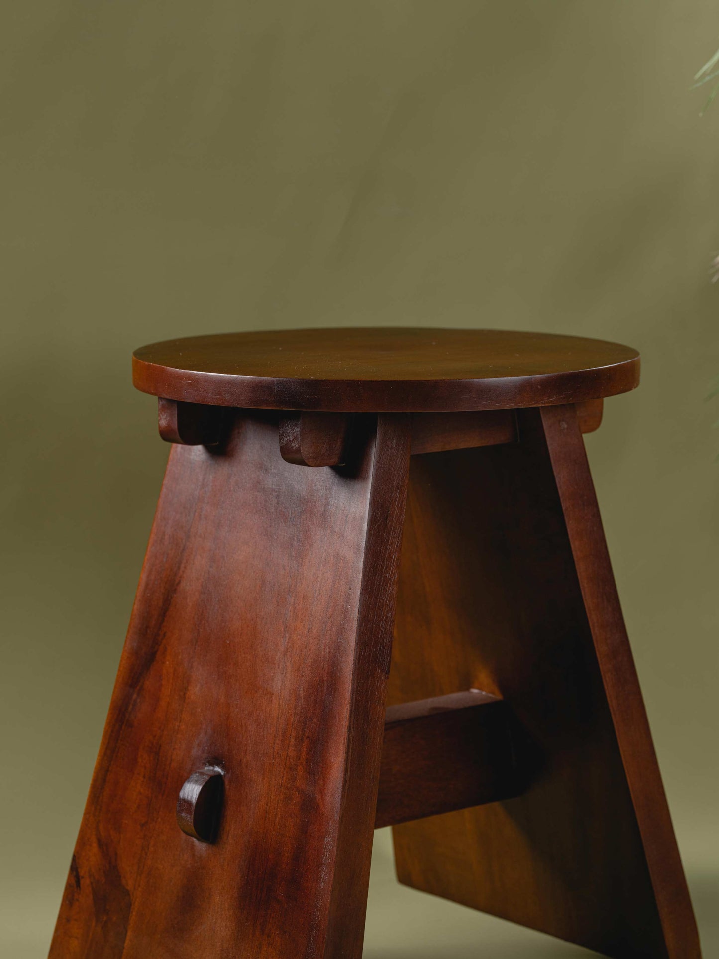 Burj - Two-legged handcrafted wooden stool