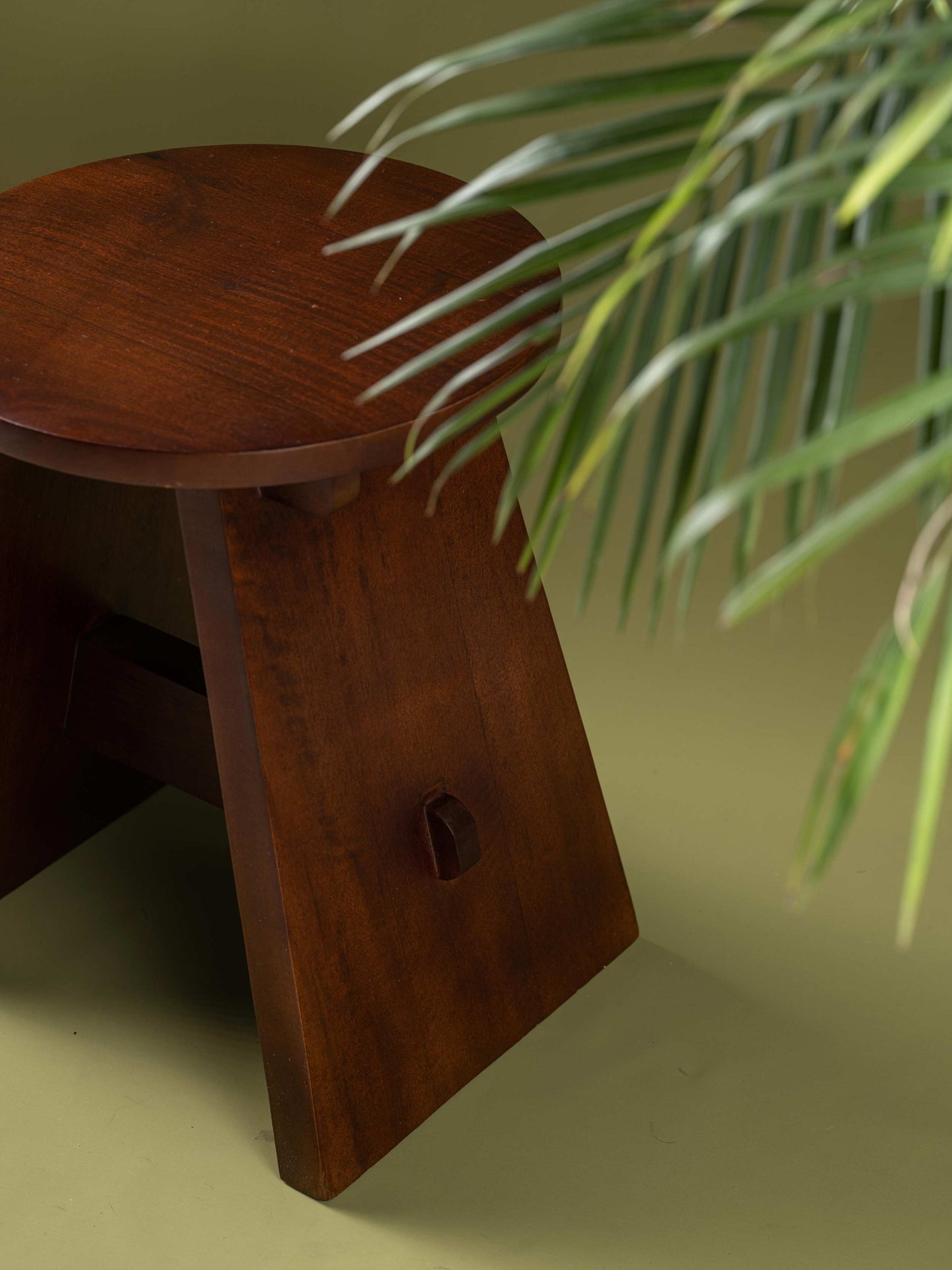 Burj - Two-legged handcrafted wooden stool