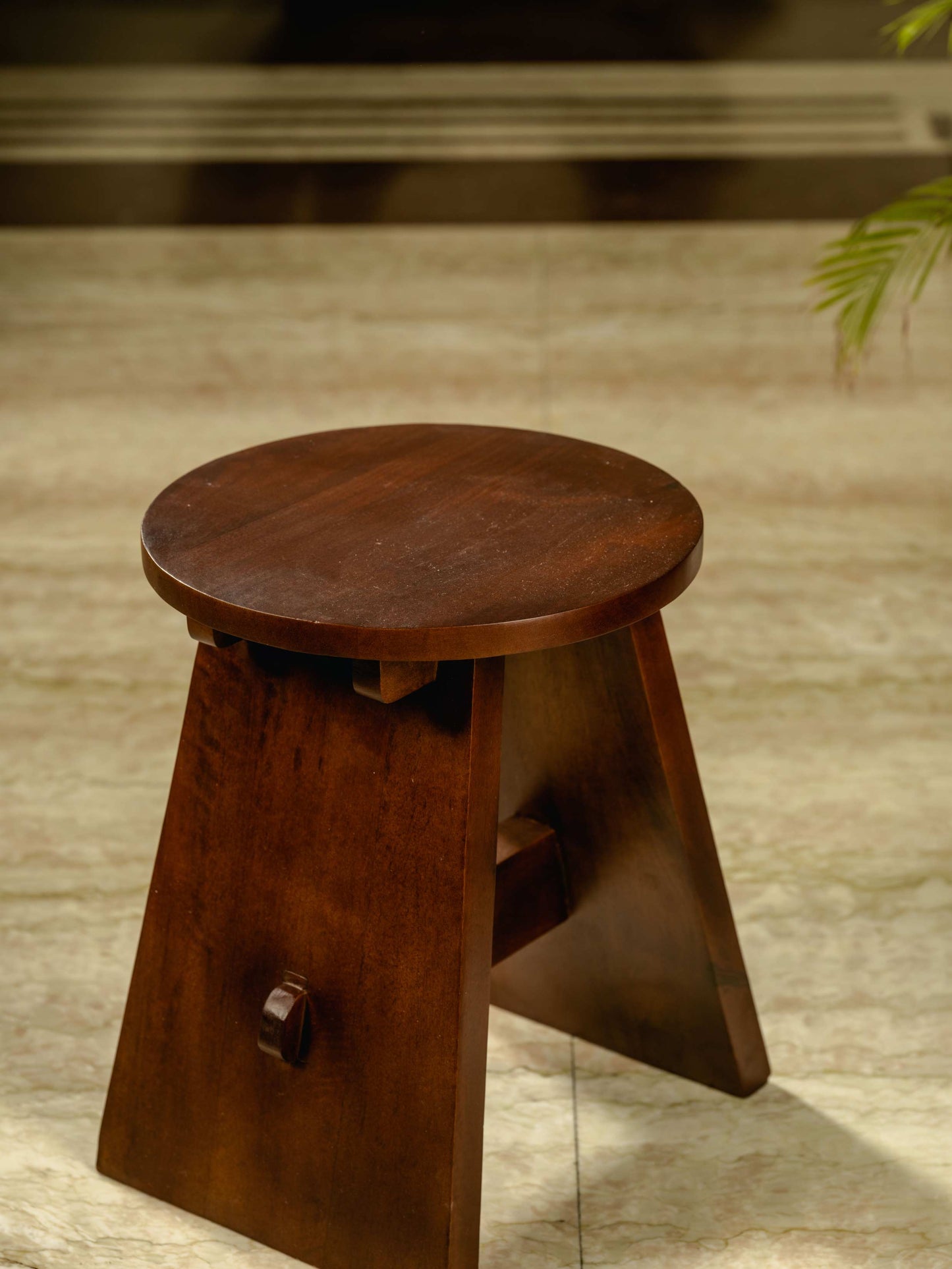 Burj - Two-legged handcrafted wooden stool