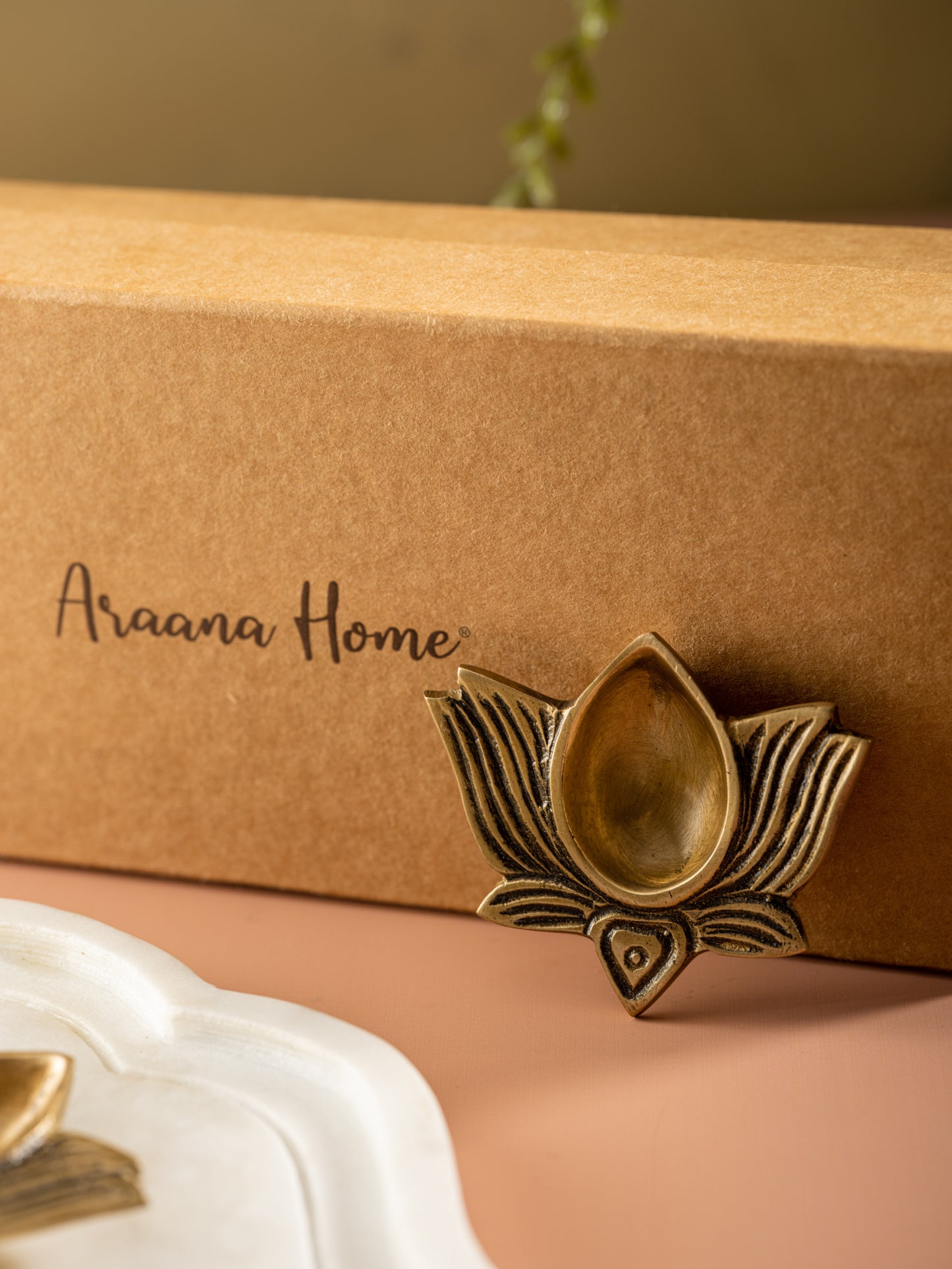 Pushp - Set of 2 Lotus shaped brass Diyas
