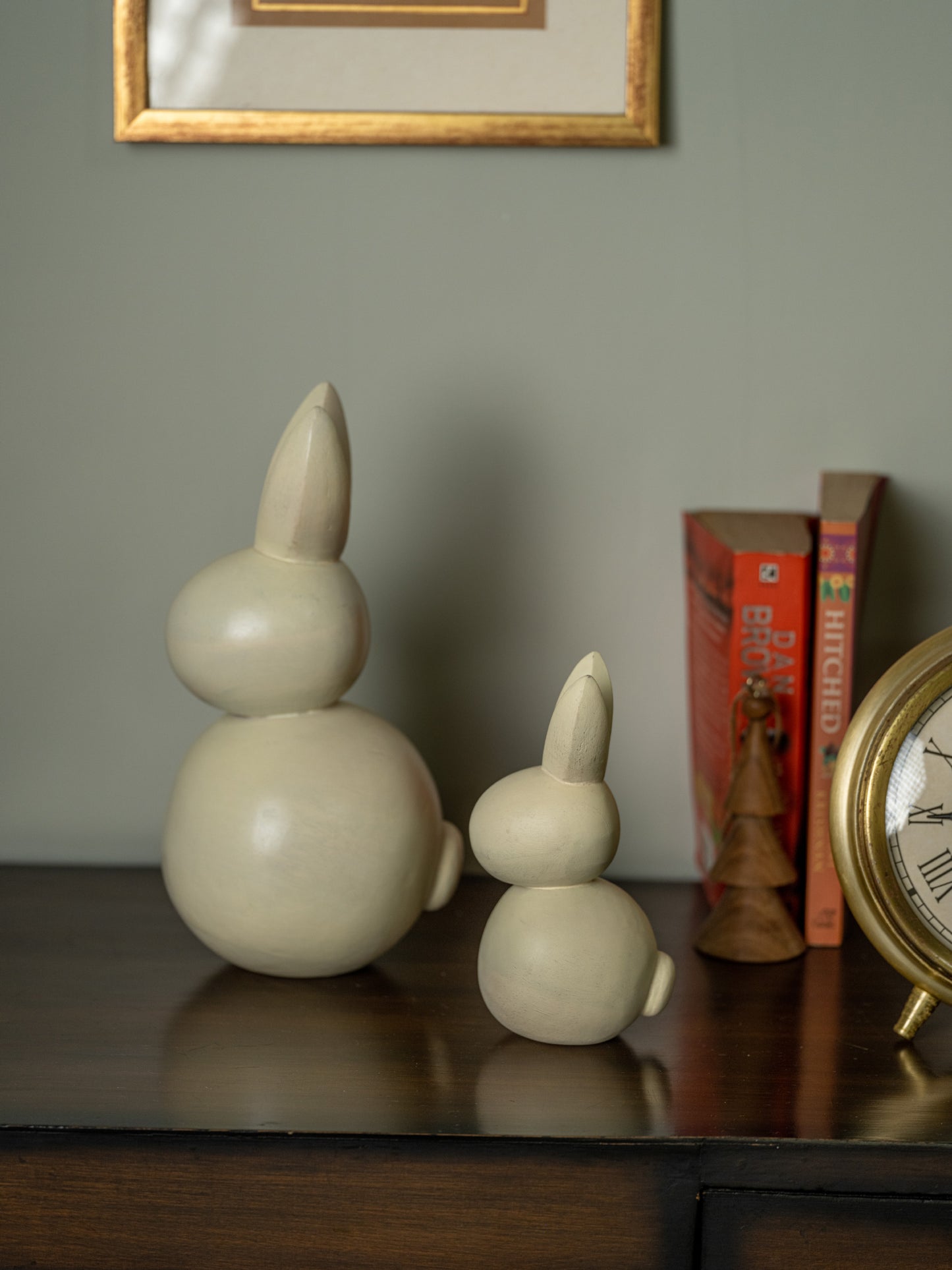 Gosh - Set of 2 White Wooden Rabbits for Decor