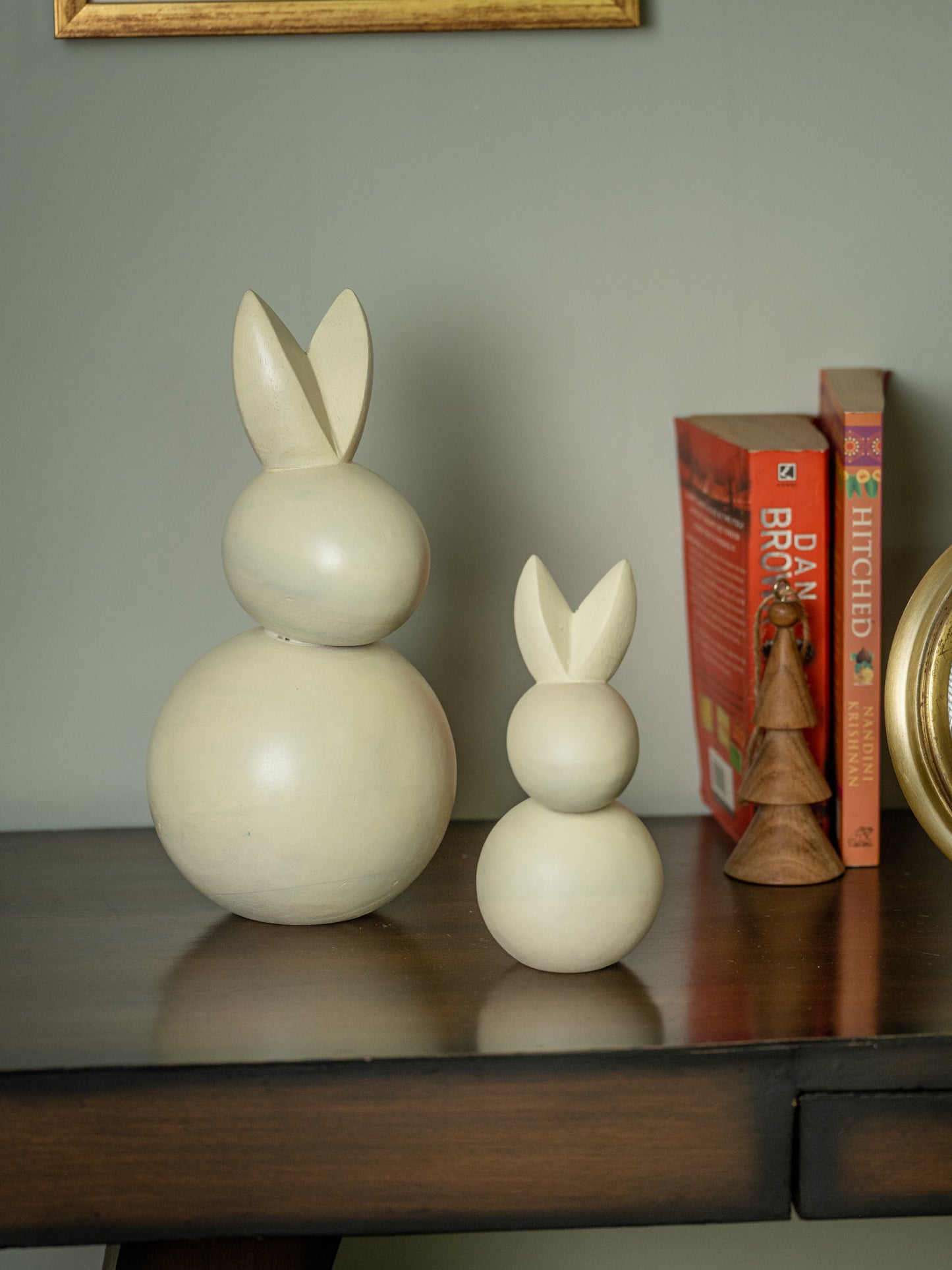 Gosh - Set of 2 White Wooden Rabbits for Decor