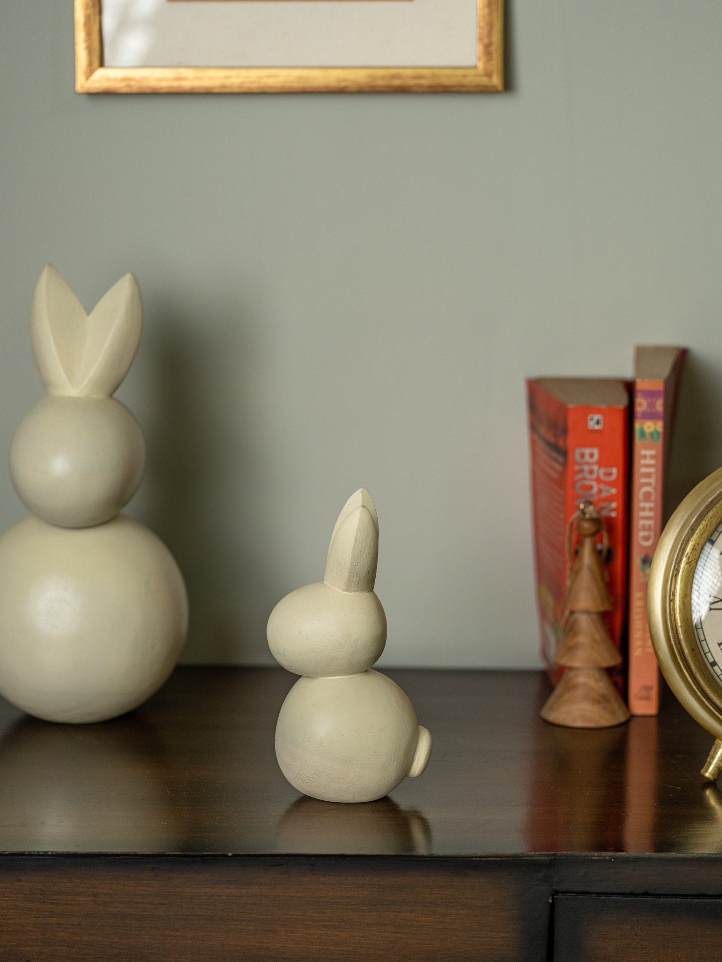 Gosh - Set of 2 White Wooden Rabbits for Decor