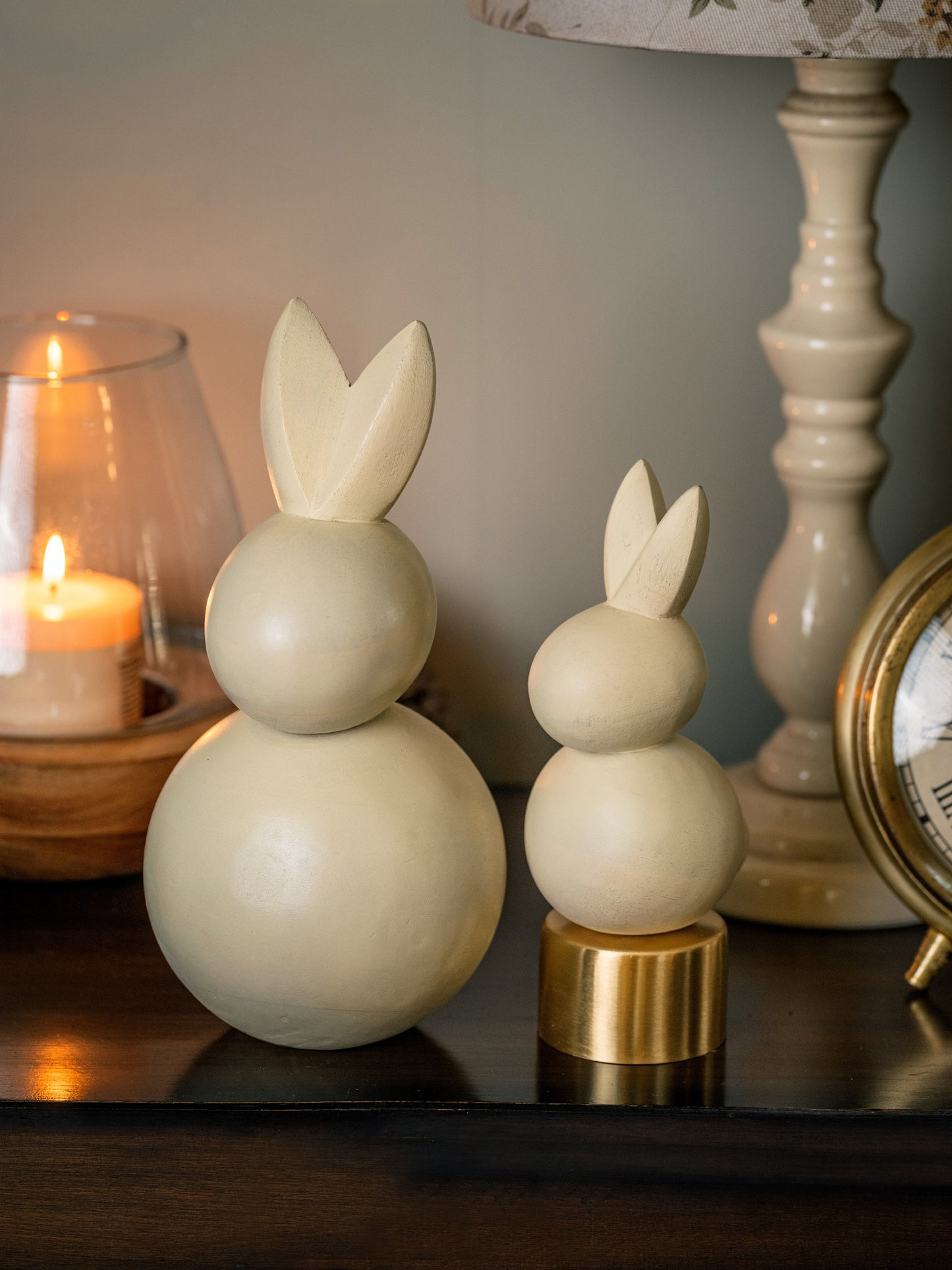Gosh - Set of 2 White Wooden Rabbits for Decor
