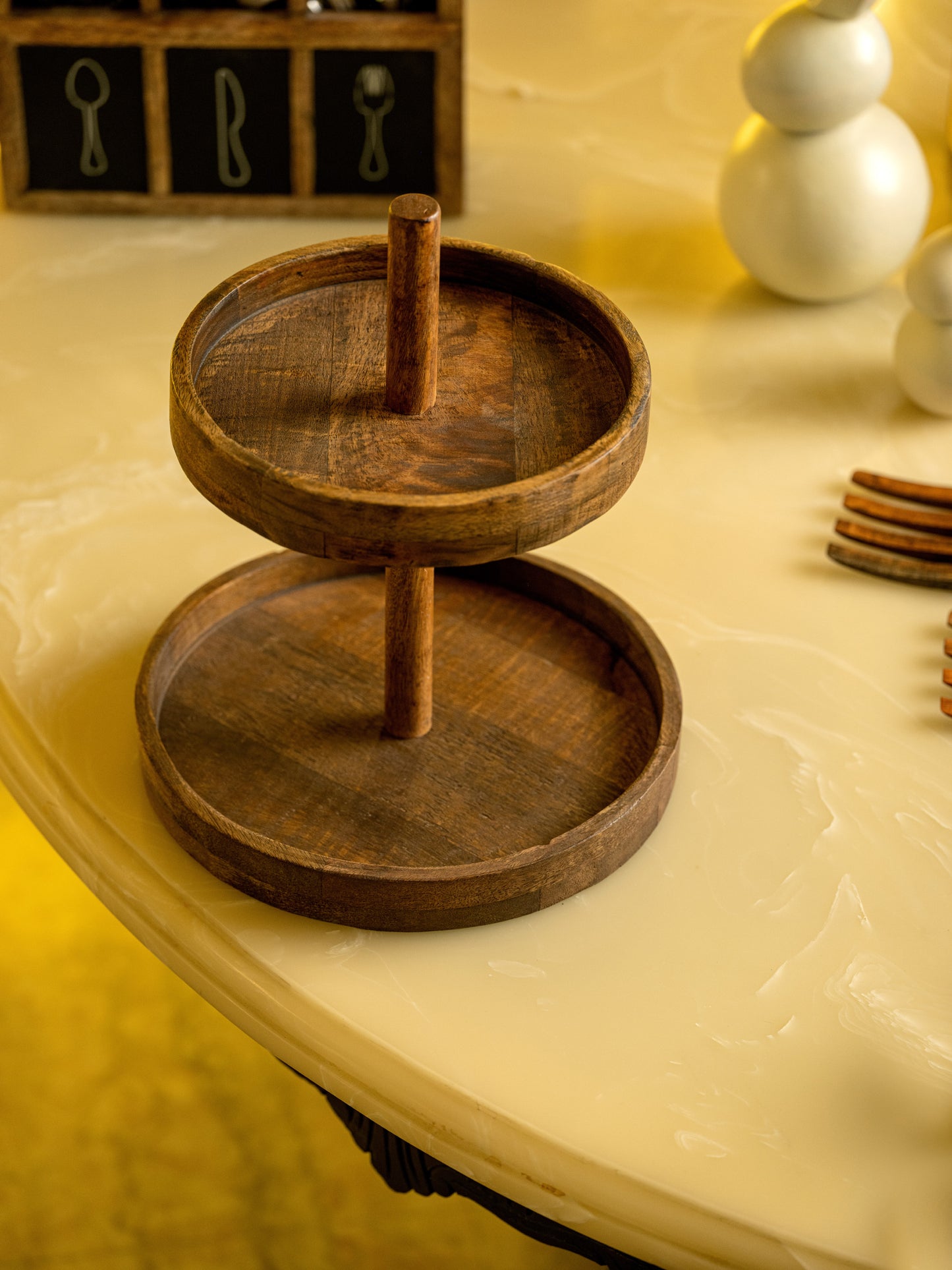 Dohaar - Two Tiered Wooden Cake Stand
