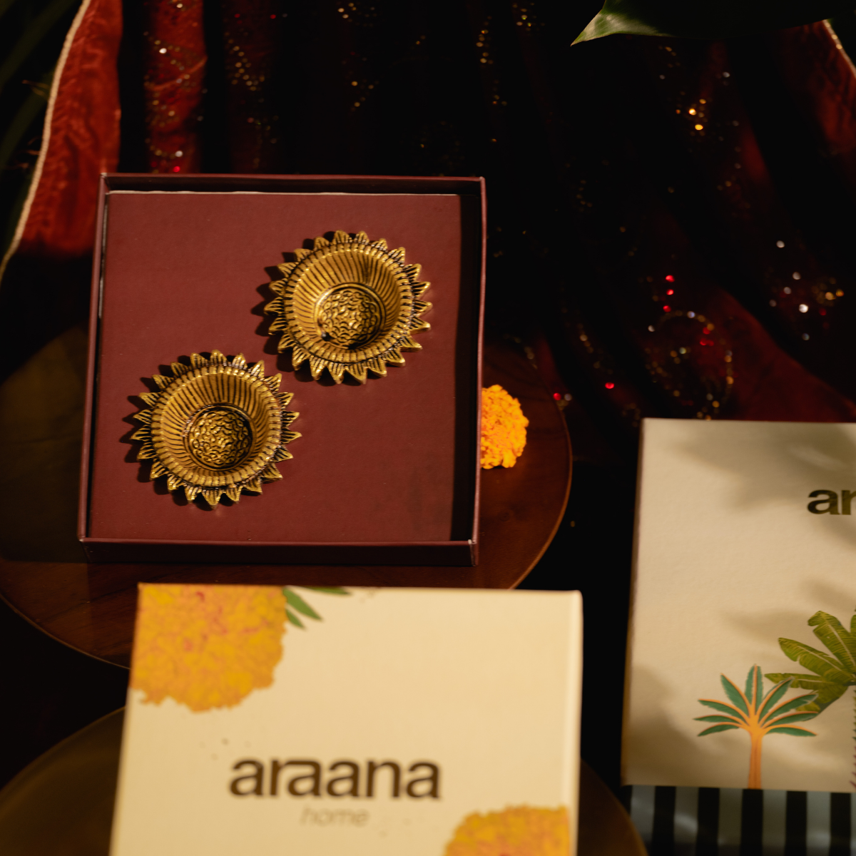 Surya Diya- Set of 2 surya shaped brass diya