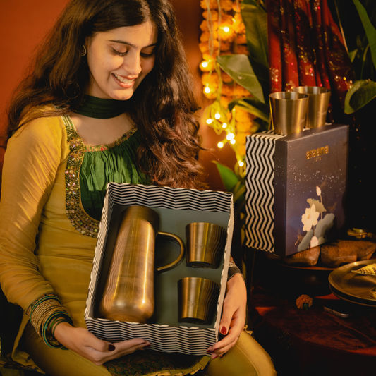 Jugnu - Brass jug and glass set for elegant serving