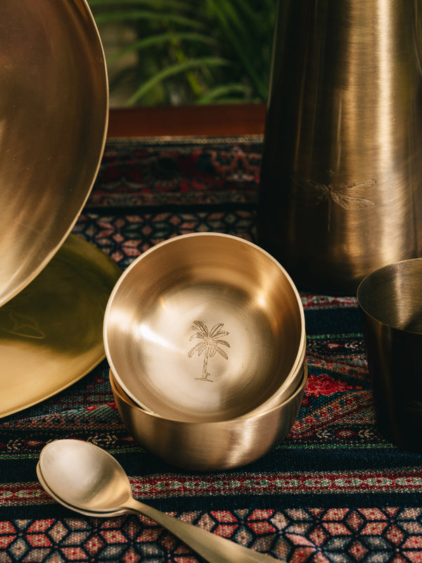 Gul - Bowls and spoons set with palm tree motif