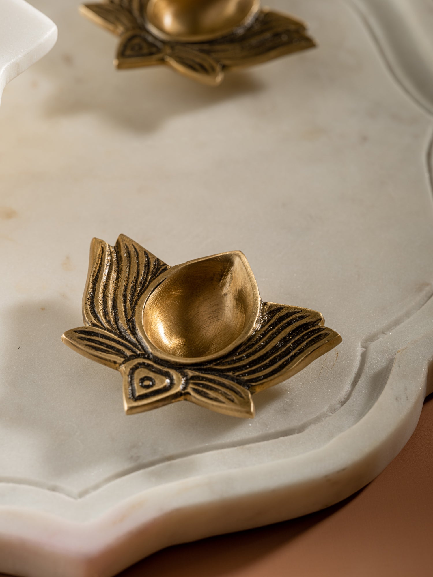 Pushp - Set of 4 Lotus Shaped Brass Diyas