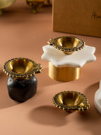 Deep - Set of 2 Intricately Carved Classic Brass Diyas