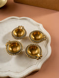 Deep - Set of 4 Intricately Carved Classic Brass Diyas