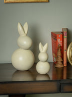 Gosh - Set of 2 White Wooden Rabbits for Decor