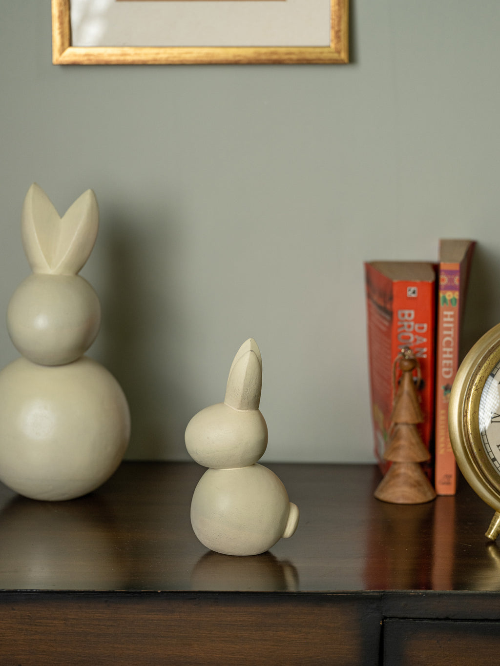 Gosh - Set of 2 White Wooden Rabbits for Decor