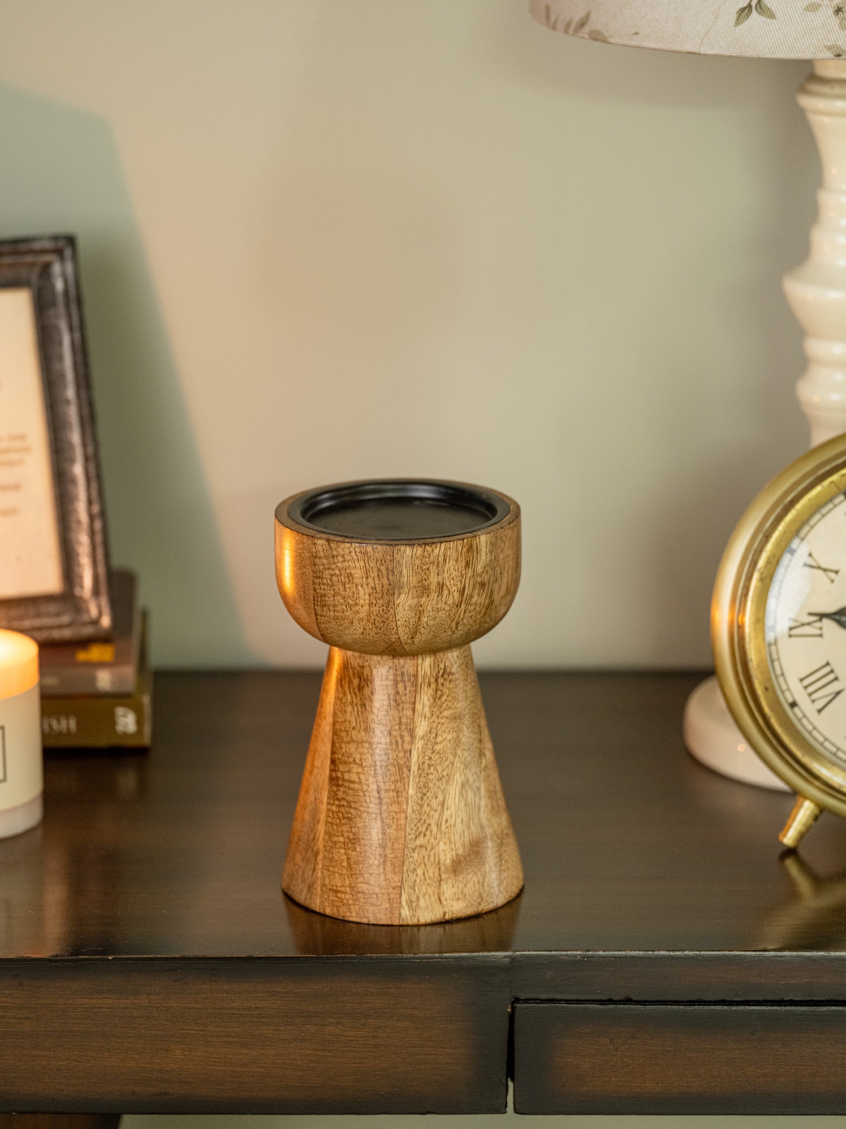 Deevan - Handcrafted Tapered Wooden Candle Holder
