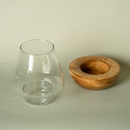 Shamiyana - Glass Candle Holder with Wooden Base