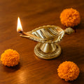 Patram Diya- 1  Leaf Shaped Brass Diya
