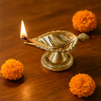 Patram Diya- 1  Leaf Shaped Brass Diya