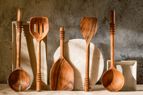 Garoh - Set of 5 unique wooden ladles & spatulas