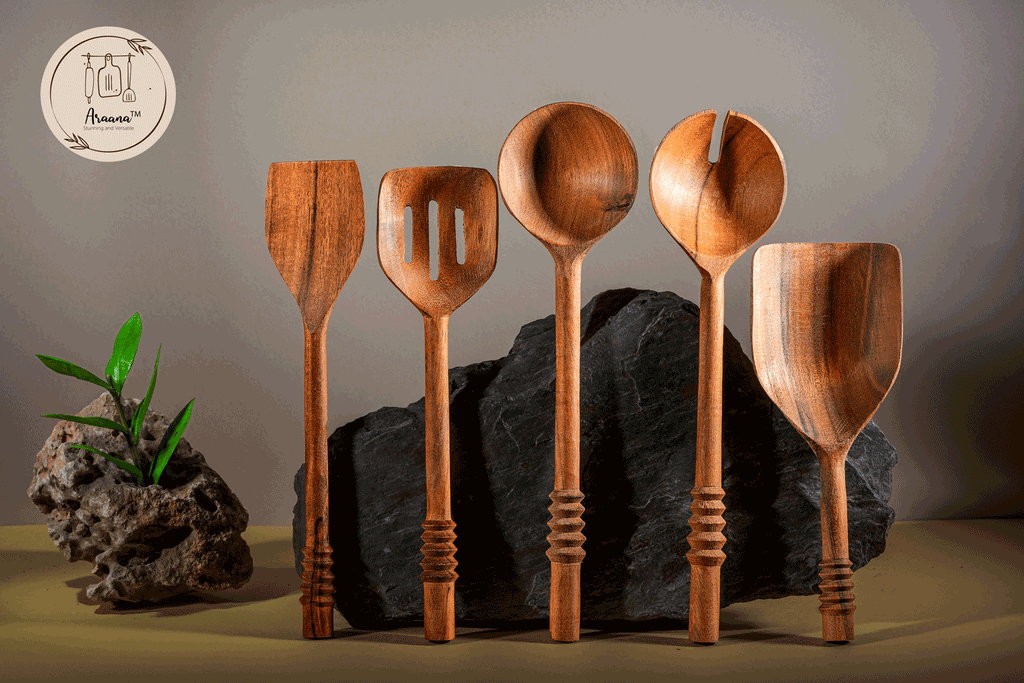 Garoh - Set of 5 unique wooden ladles & spatulas