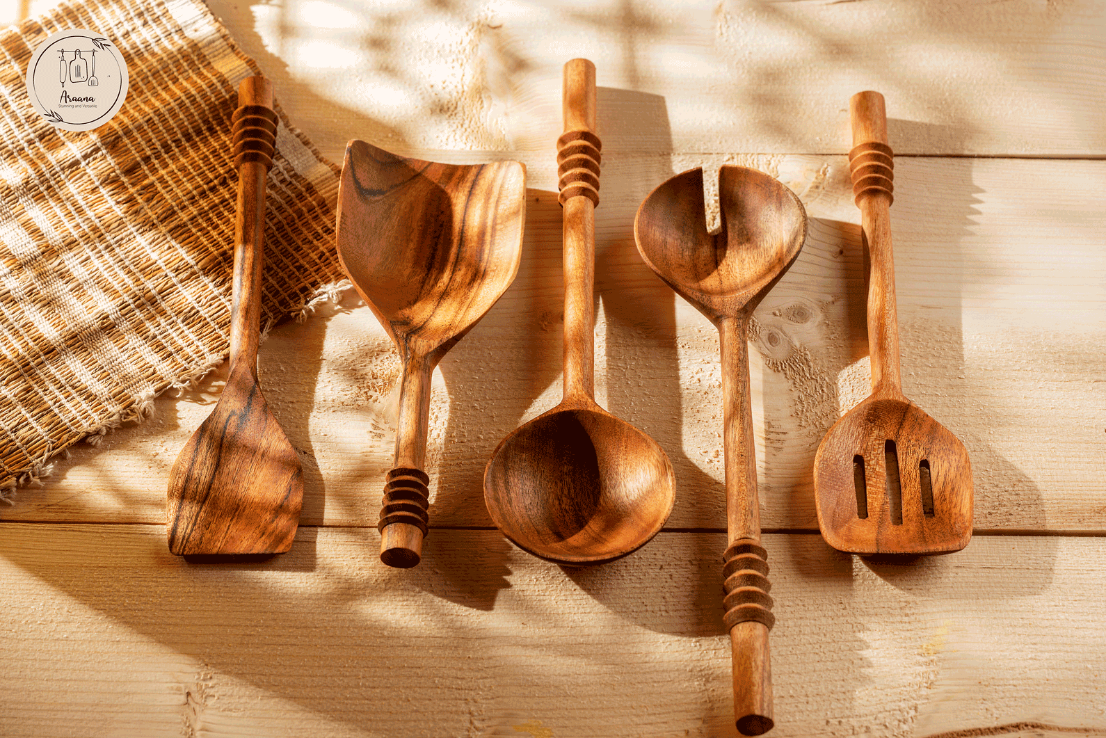 Garoh - Set of 5 unique wooden ladles & spatulas