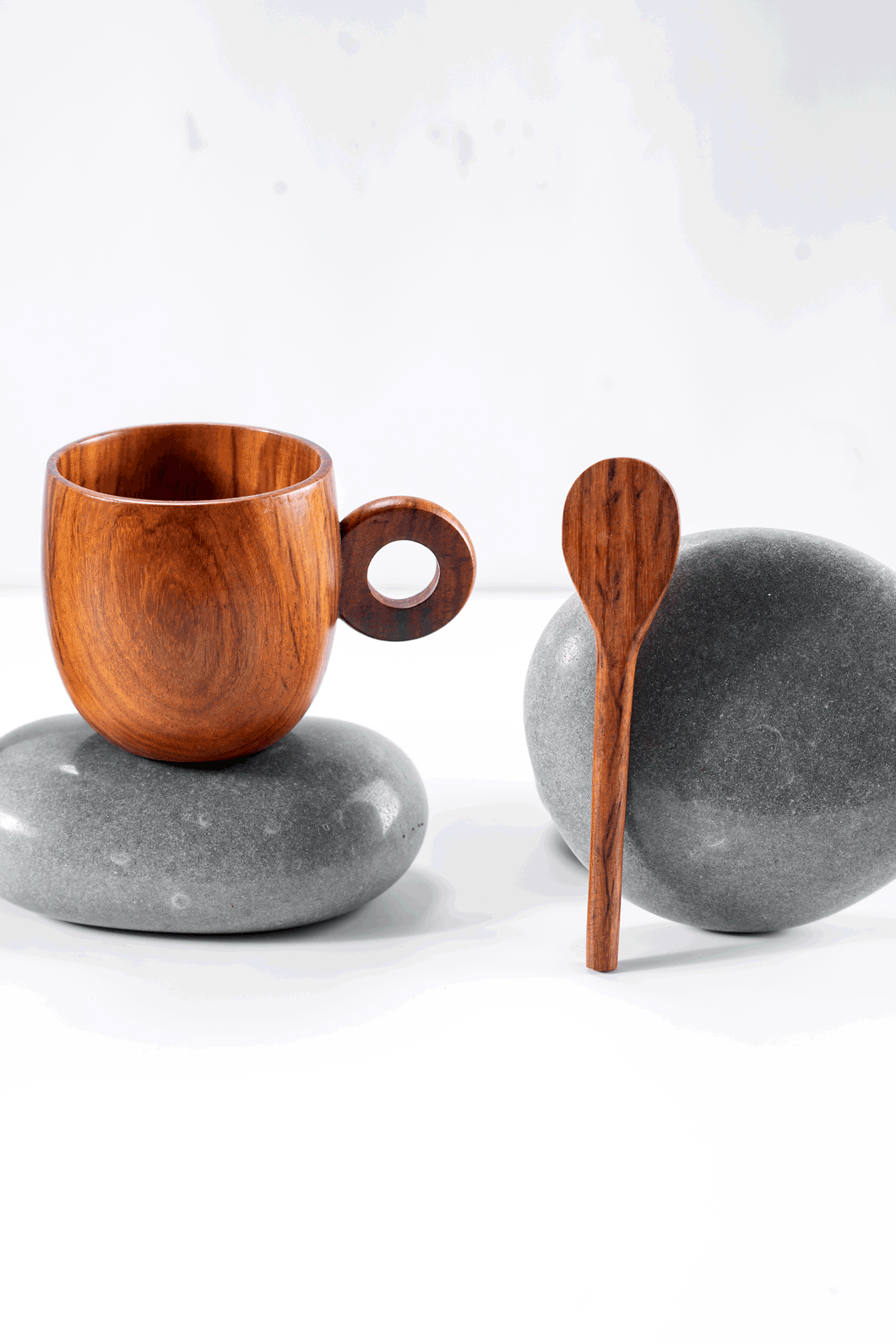 Shikora - Wooden cup saucer and spoon set
