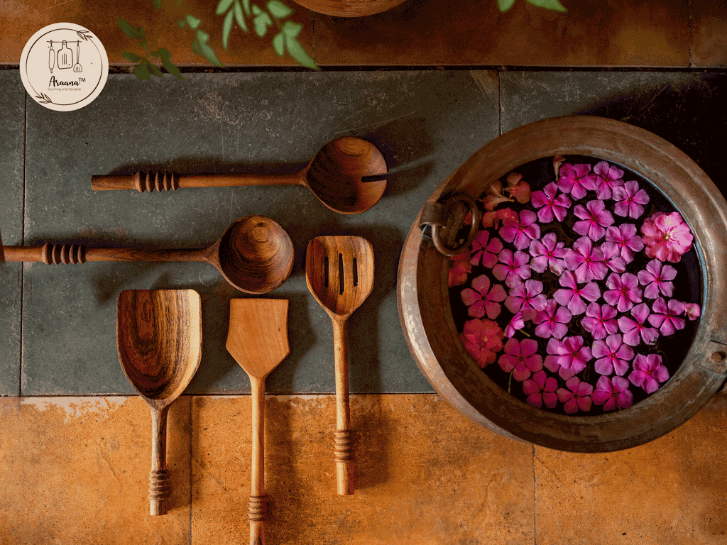 Garoh - Set of 5 unique wooden ladles & spatulas