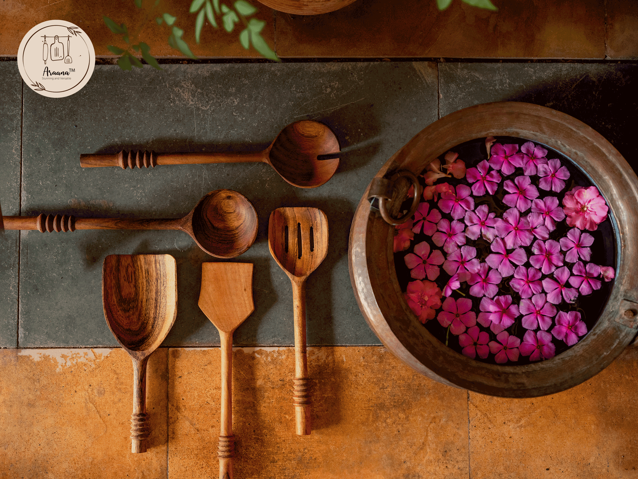 Garoh - Set of 5 unique wooden ladles & spatulas